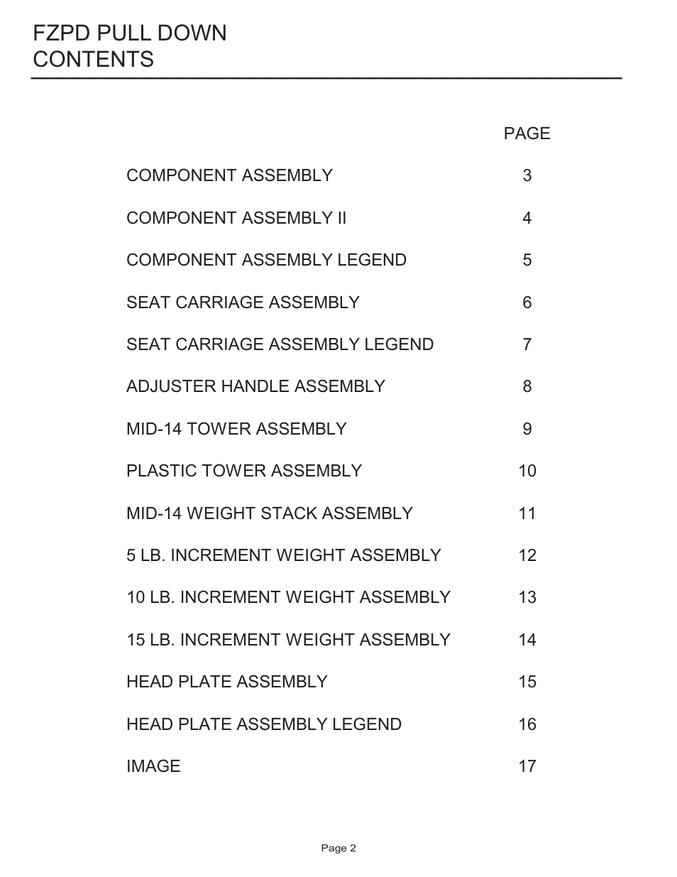 Life Fitness FZPD User Manual | Page 2 / 17