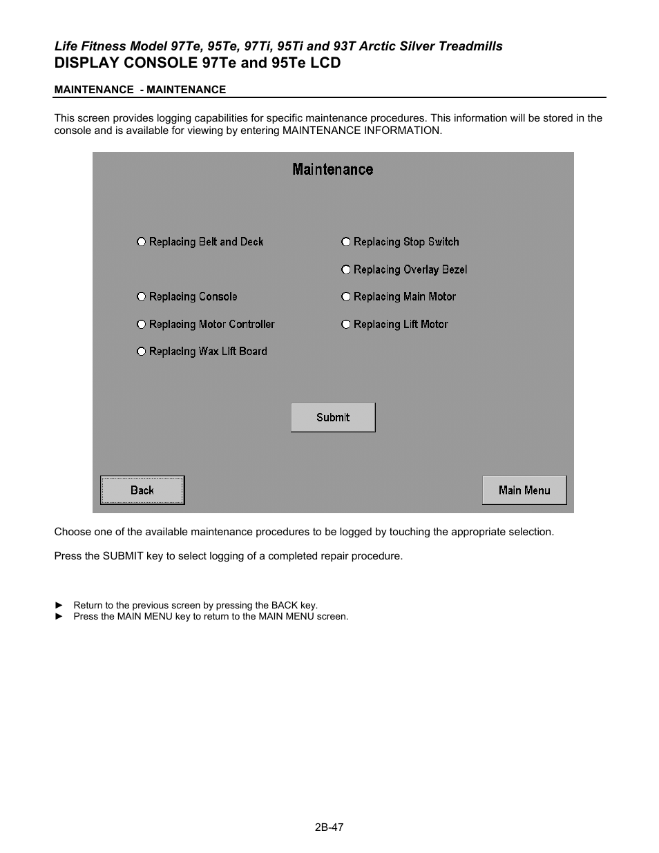 Display console 97te and 95te lcd | Life Fitness 93T User Manual | Page 114 / 190