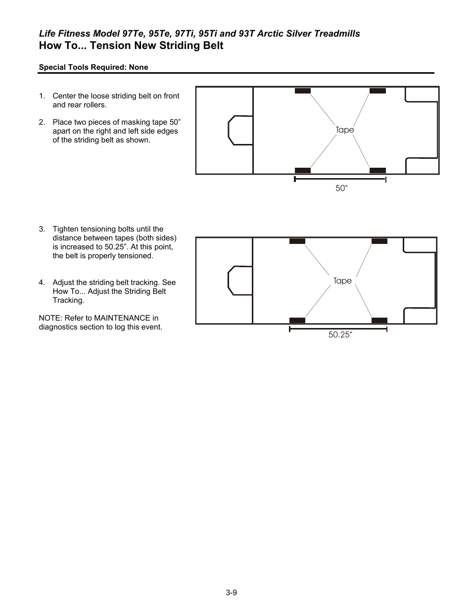 How to... tension new striding belt | Life Fitness 93T User Manual | Page 124 / 190