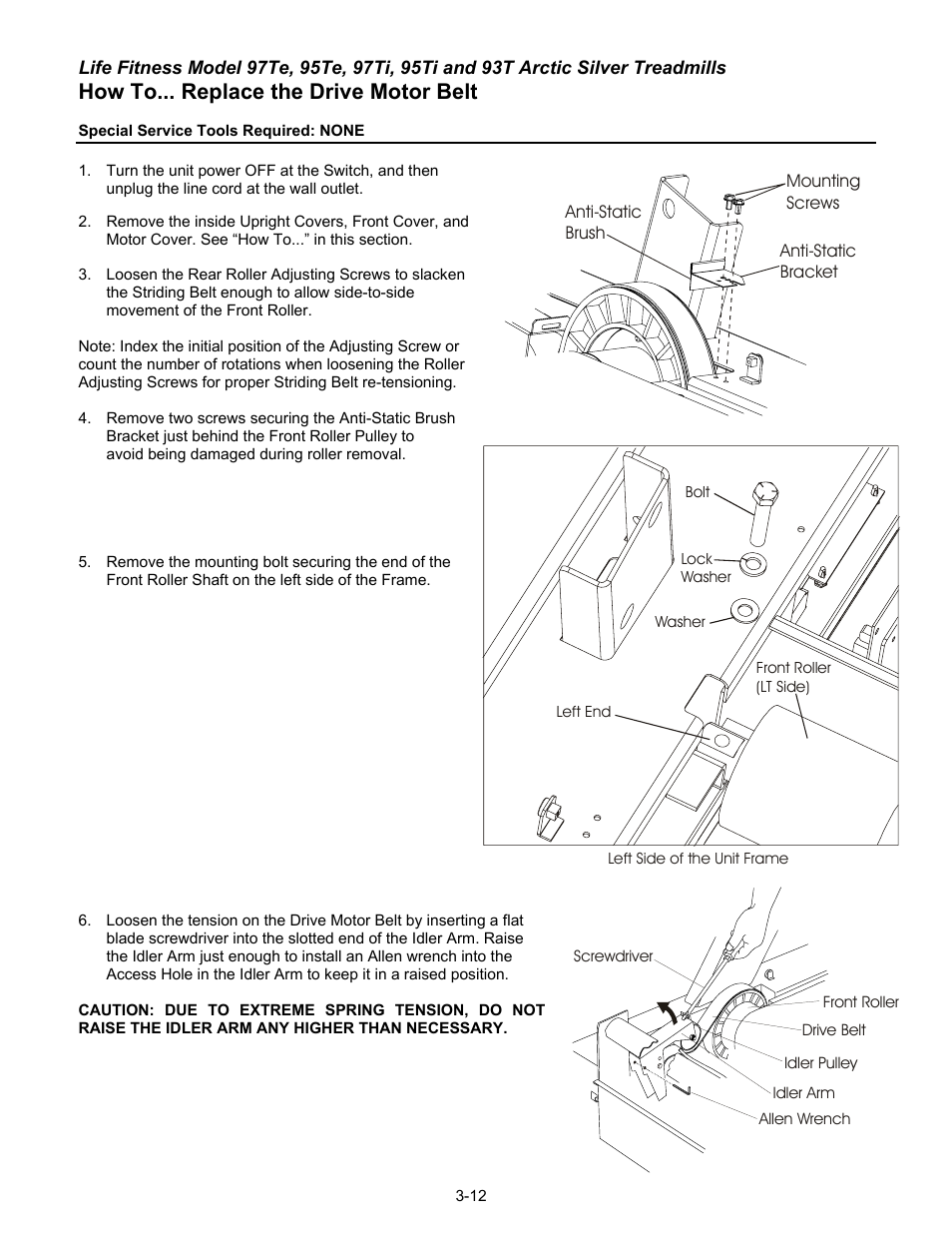 How to... replace the drive motor belt | Life Fitness 93T User Manual | Page 127 / 190