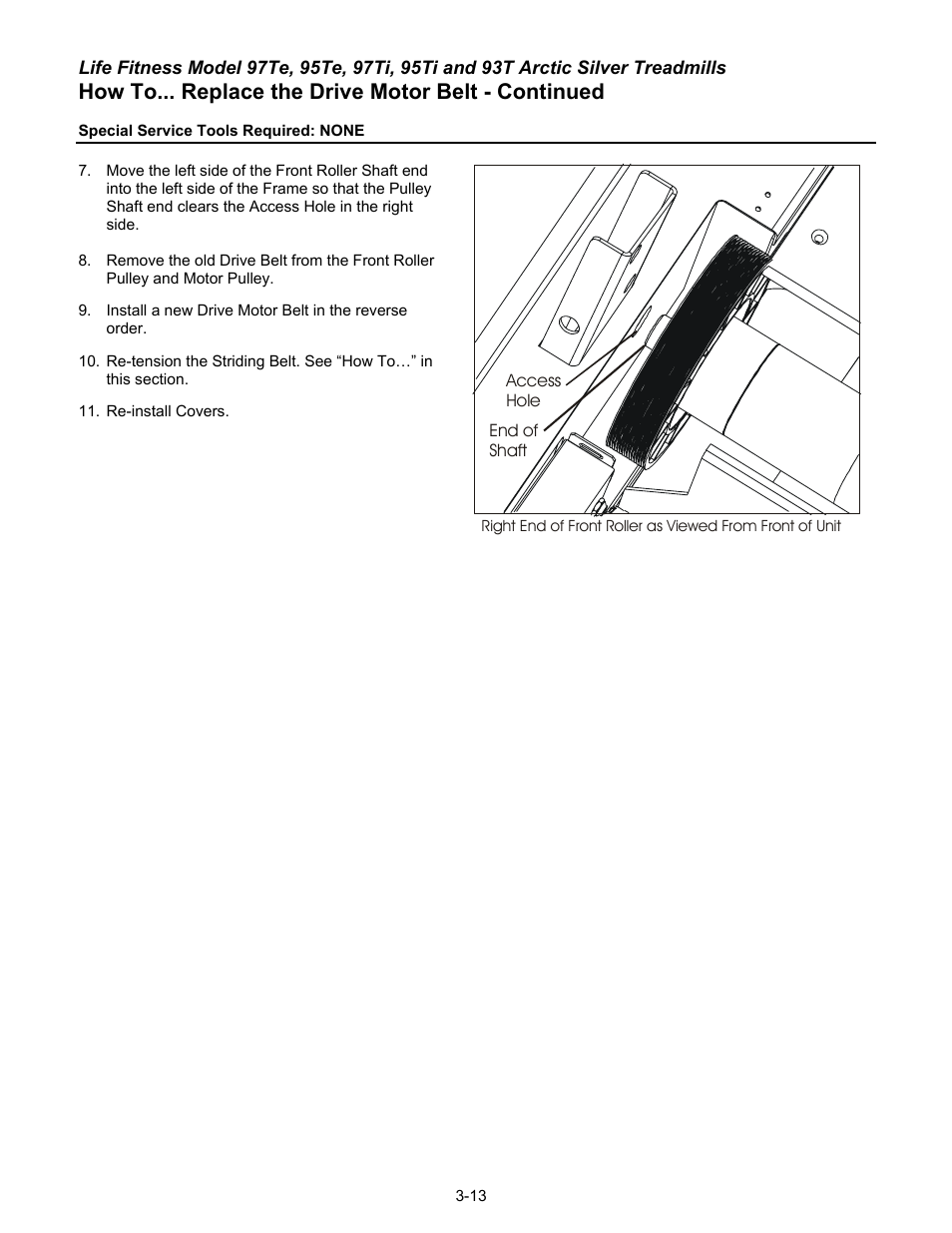 How to... replace the drive motor belt - continued | Life Fitness 93T User Manual | Page 128 / 190