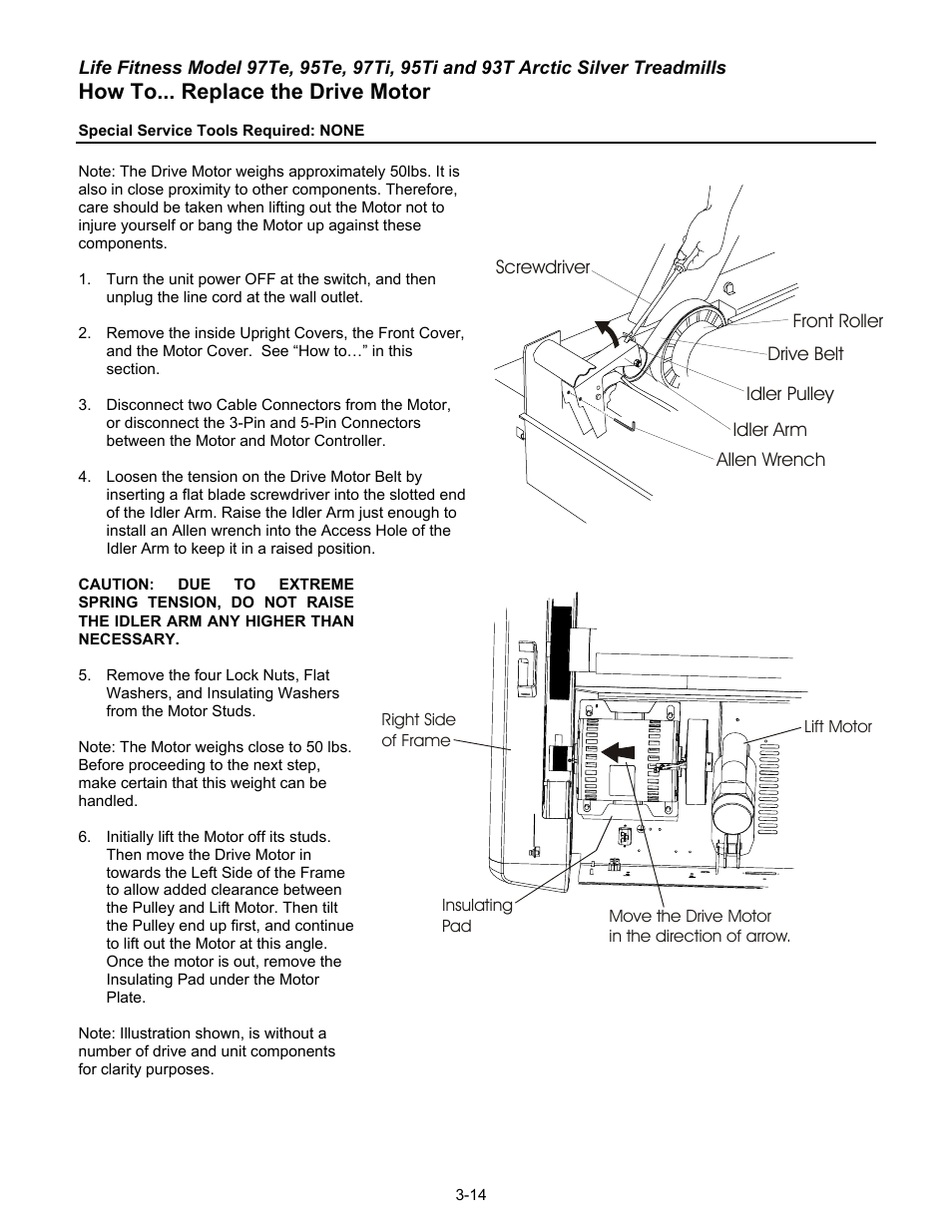 How to... replace the drive motor | Life Fitness 93T User Manual | Page 129 / 190