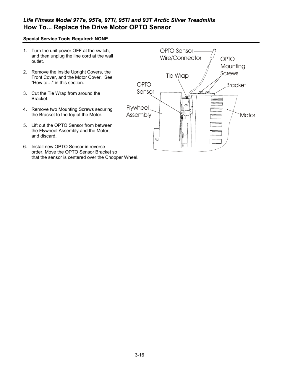 How to... replace the drive motor opto sensor | Life Fitness 93T User Manual | Page 131 / 190