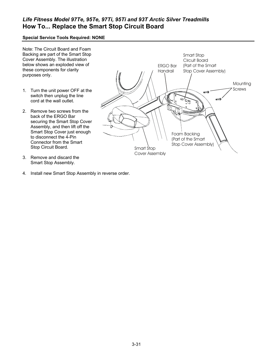 How to... replace the smart stop circuit board | Life Fitness 93T User Manual | Page 146 / 190