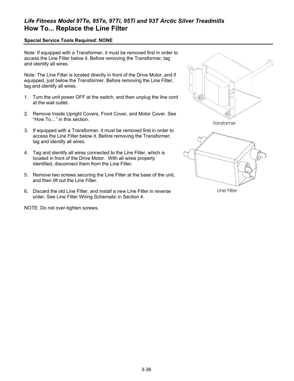 How to... replace the line filter | Life Fitness 93T User Manual | Page 151 / 190