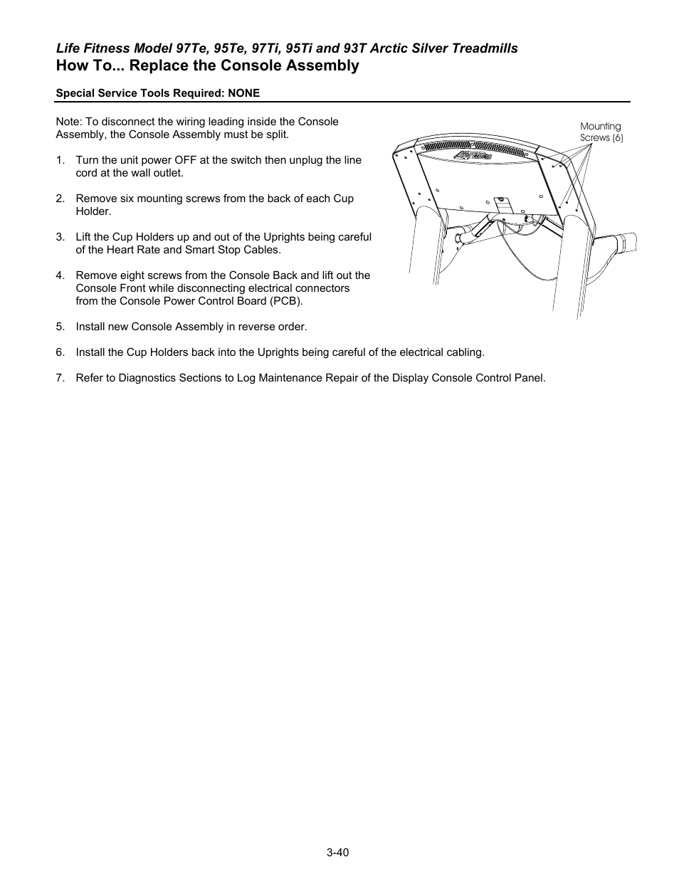 How to... replace the console assembly | Life Fitness 93T User Manual | Page 155 / 190