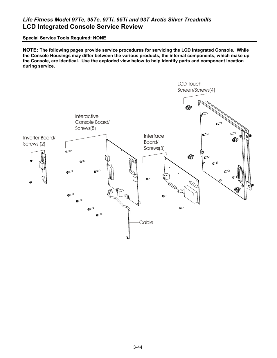 Lcd integrated console service review | Life Fitness 93T User Manual | Page 159 / 190