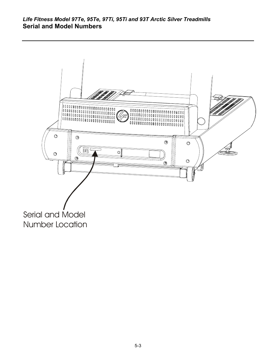 Serial and model number location | Life Fitness 93T User Manual | Page 188 / 190