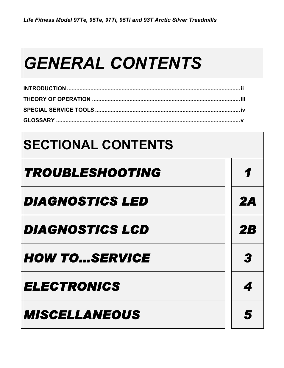 General contents | Life Fitness 93T User Manual | Page 2 / 190