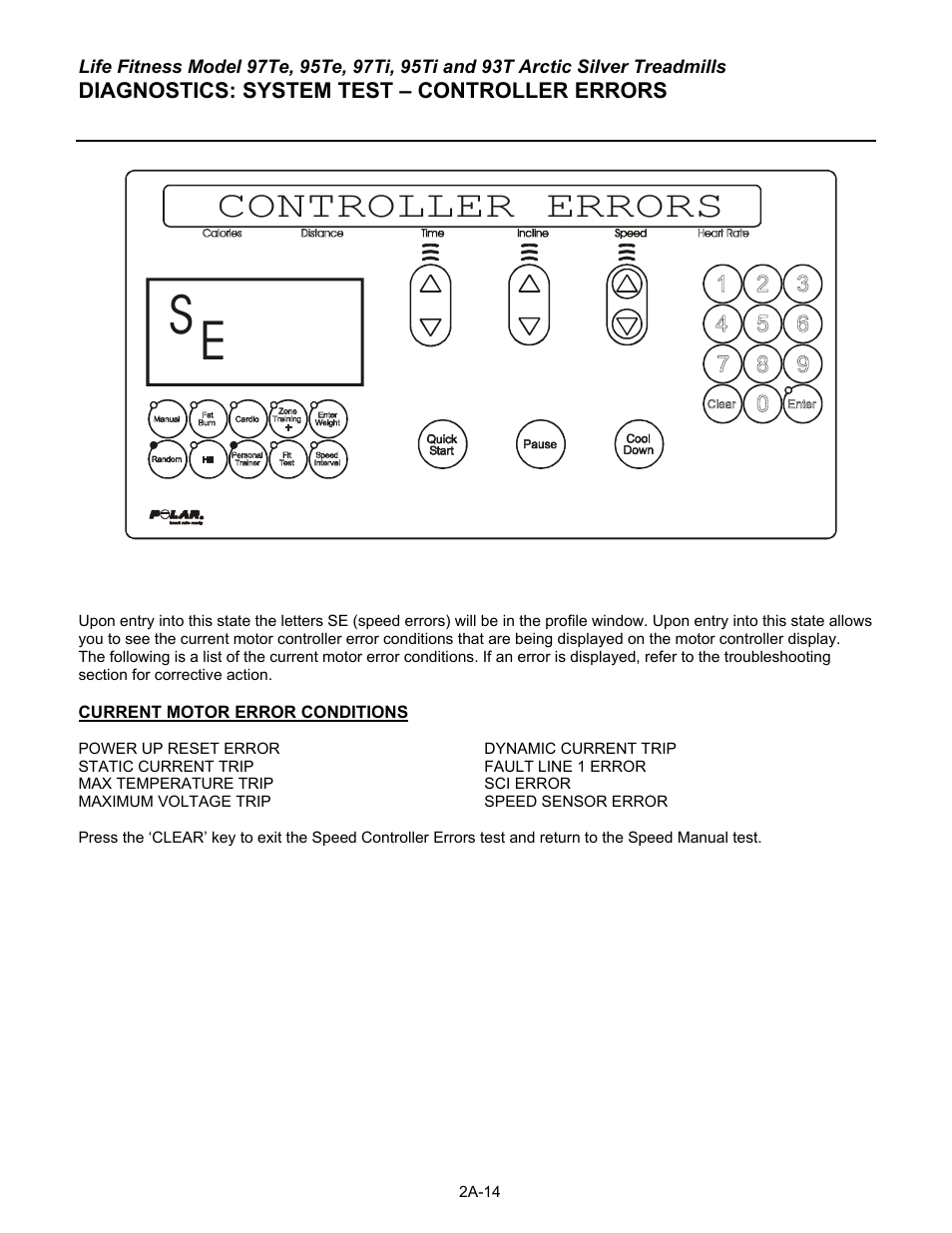 Controller errors | Life Fitness 93T User Manual | Page 39 / 190