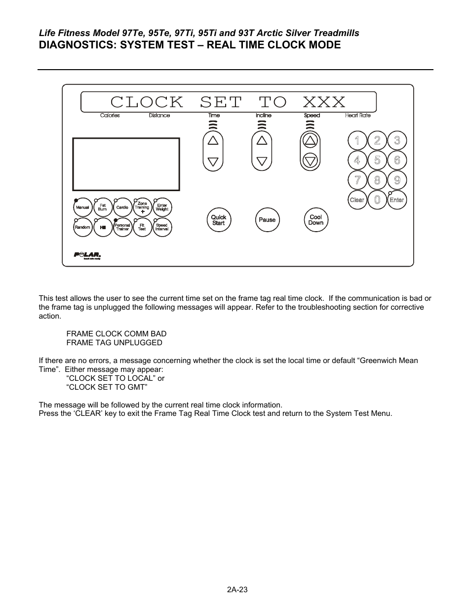 Clock set to xxx | Life Fitness 93T User Manual | Page 48 / 190