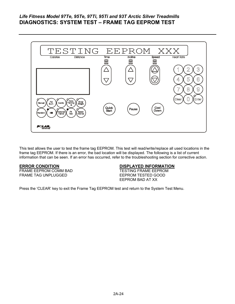 Testing eeprom xxx | Life Fitness 93T User Manual | Page 49 / 190