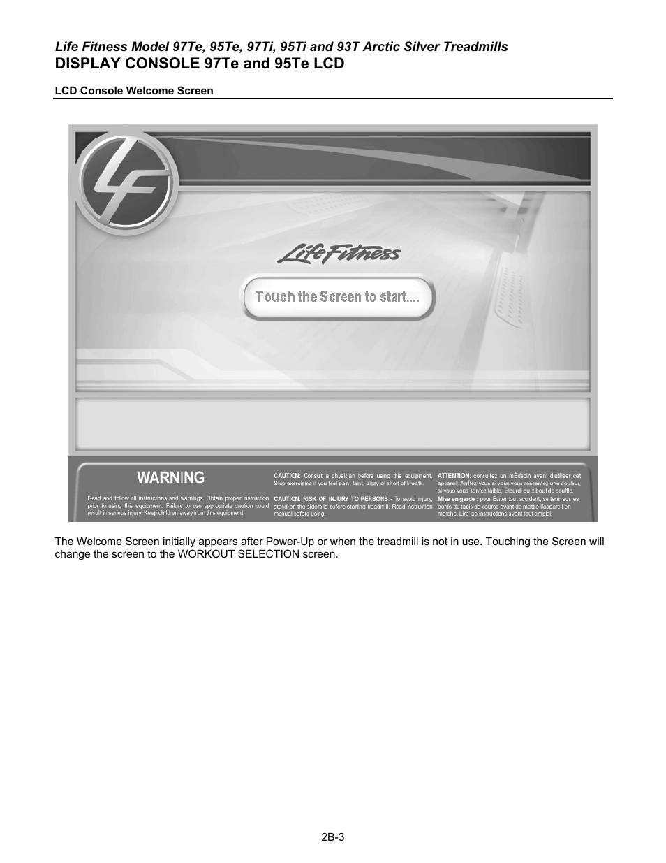 Display console 97te and 95te lcd | Life Fitness 93T User Manual | Page 70 / 190