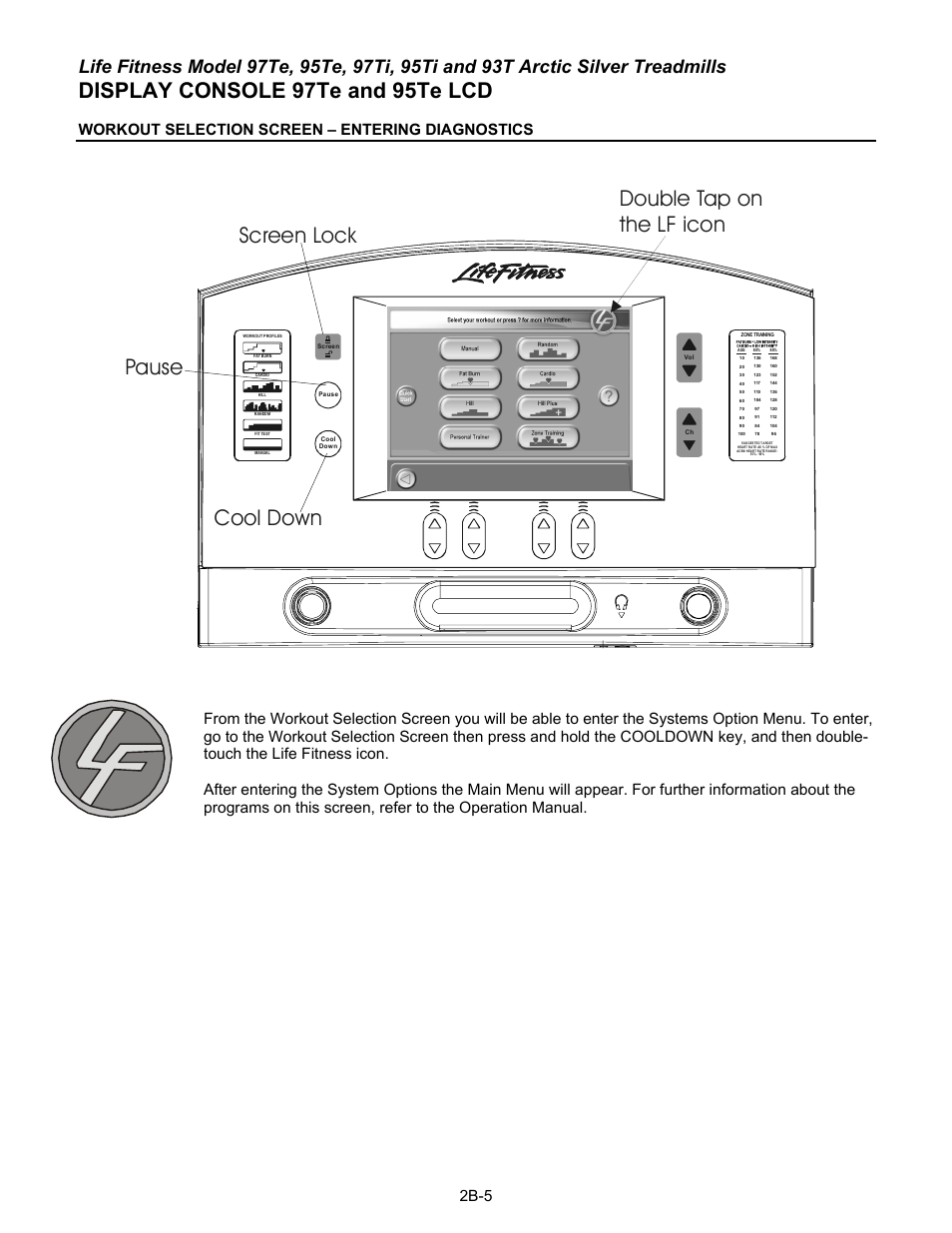 Display console 97te and 95te lcd, 2b-5 | Life Fitness 93T User Manual | Page 72 / 190