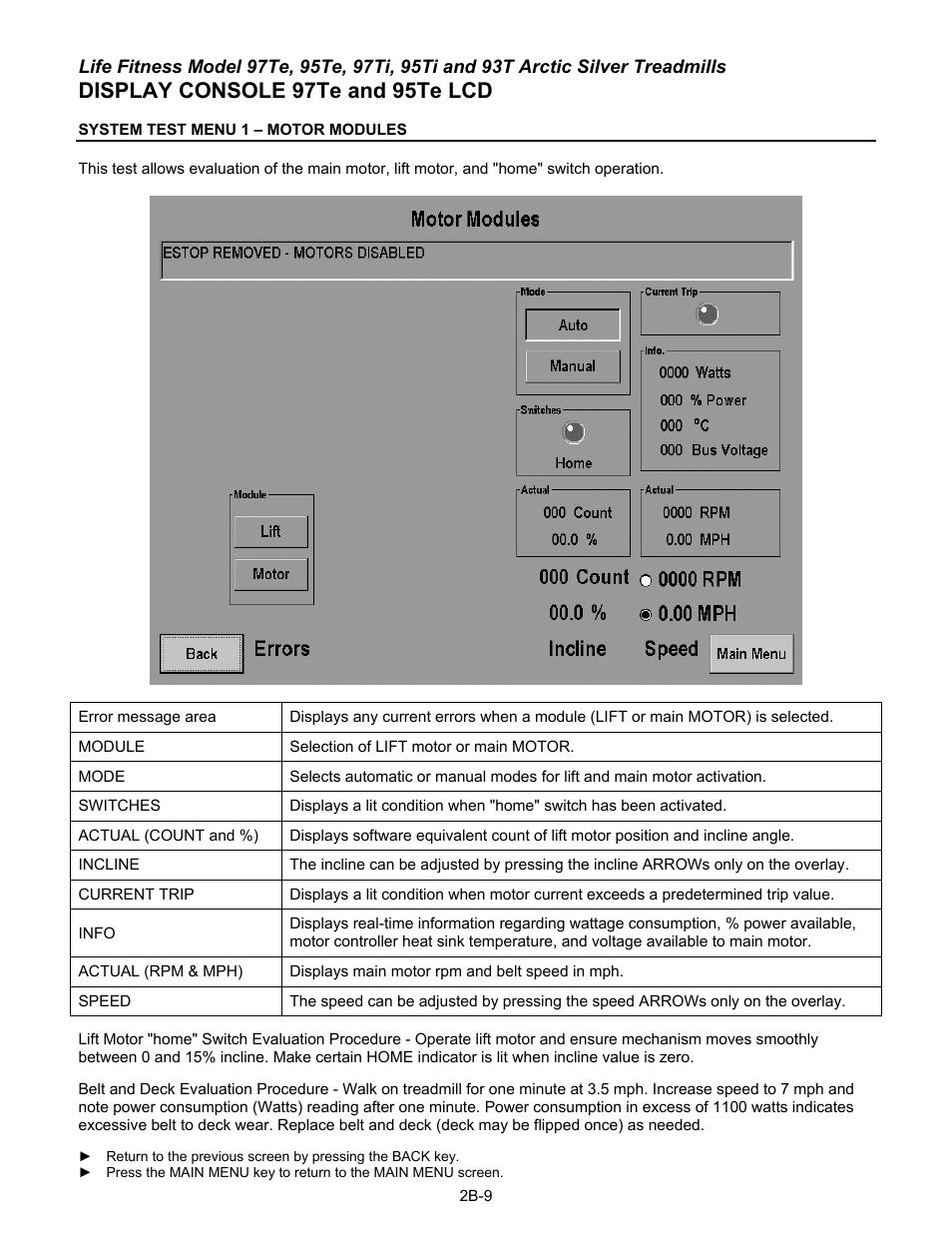 Display console 97te and 95te lcd | Life Fitness 93T User Manual | Page 76 / 190