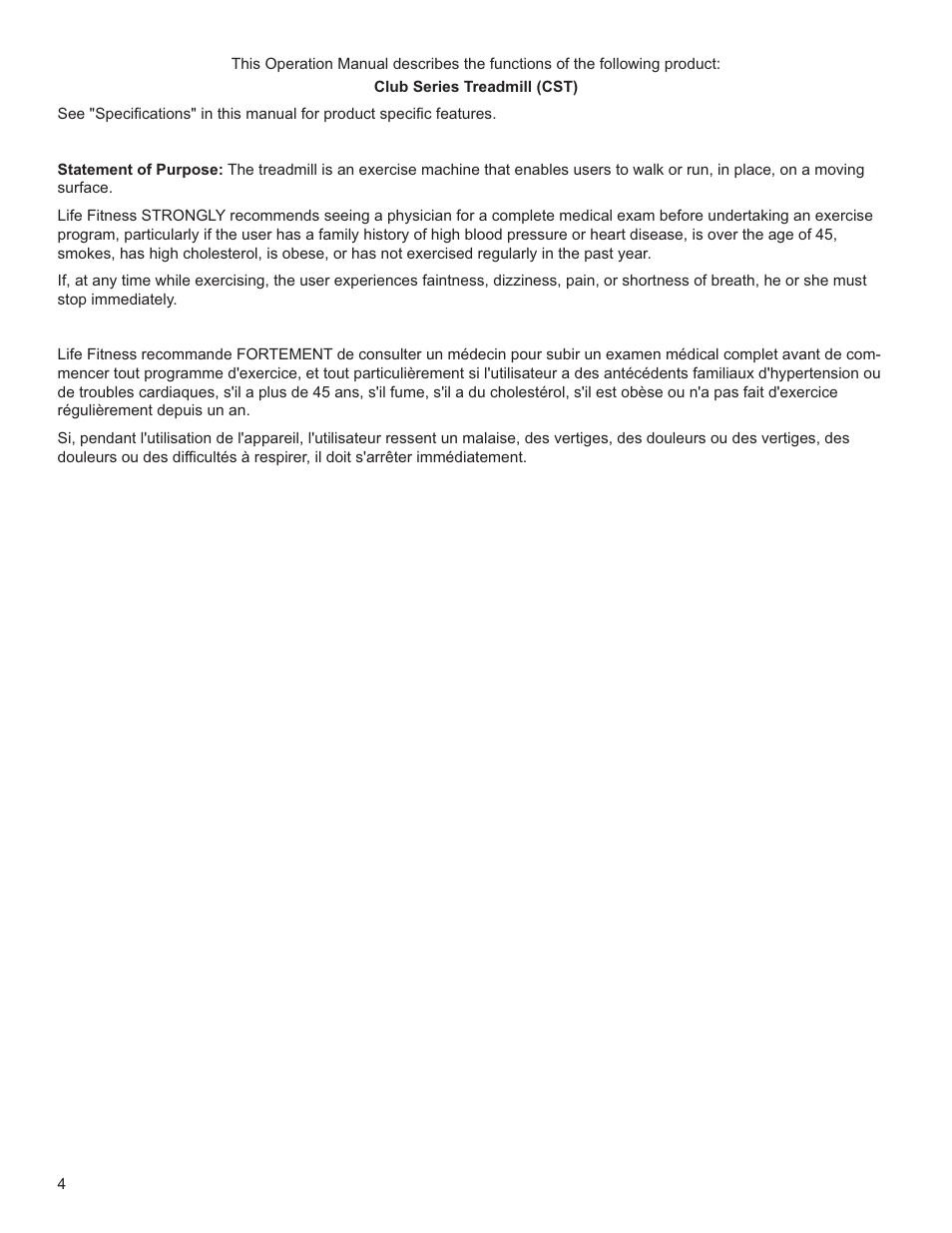 Life Fitness Club Series Treadmill User Manual | Page 5 / 50