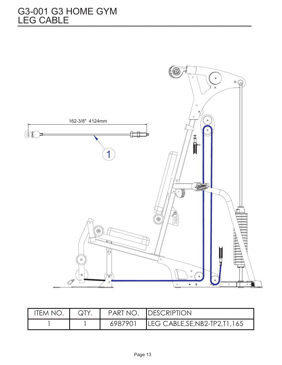 Leg cable | Life Fitness G3-001 User Manual | Page 13 / 19