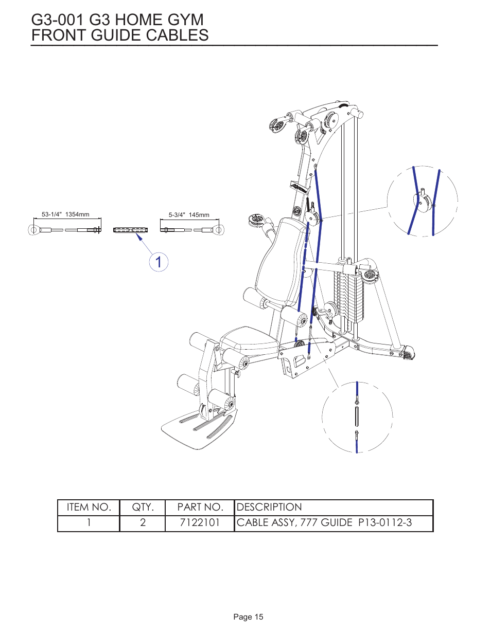 Front guide cables | Life Fitness G3-001 User Manual | Page 15 / 19