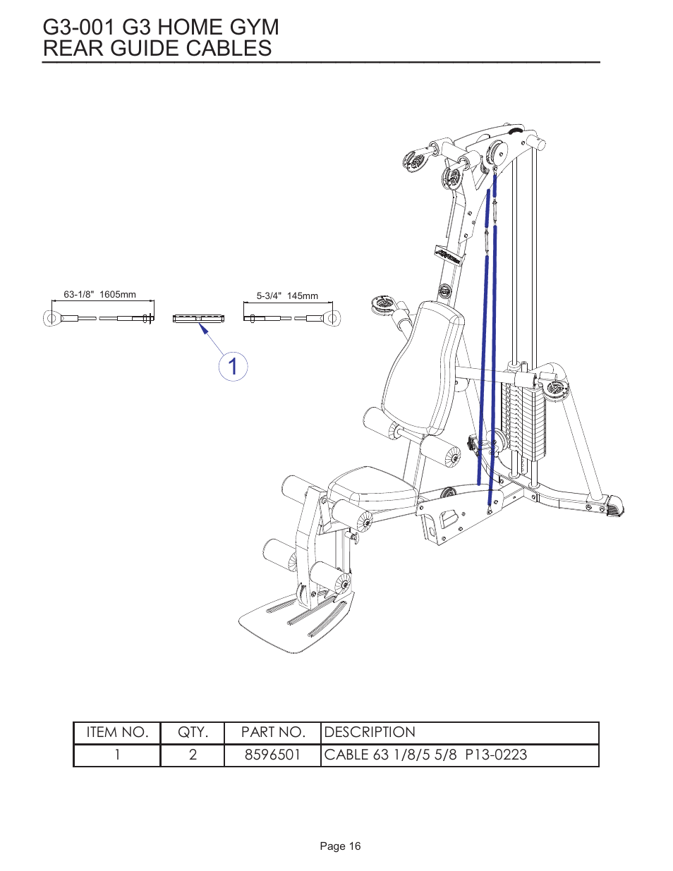 Rear guide cables | Life Fitness G3-001 User Manual | Page 16 / 19