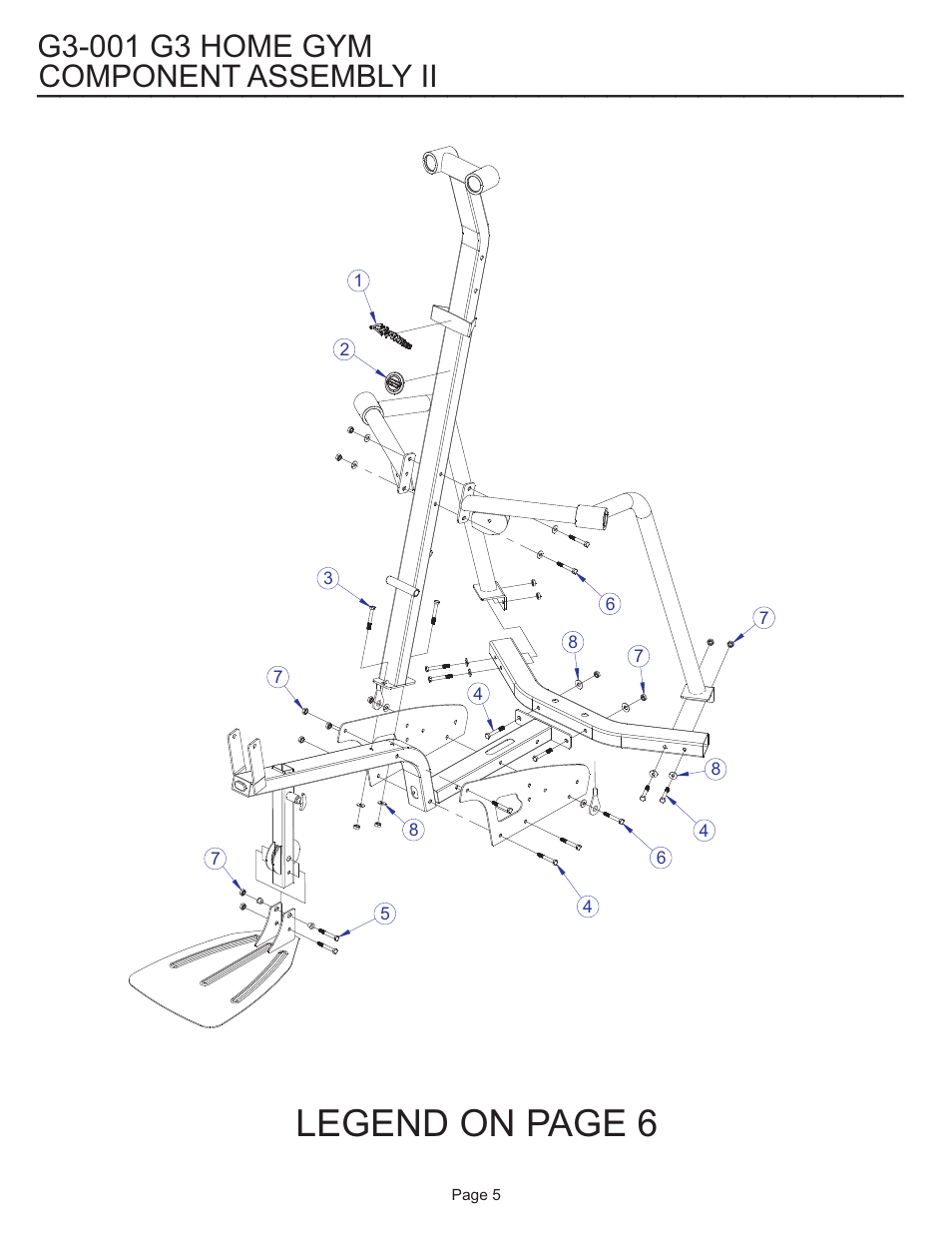 Legend on page 6, Component assembly ii | Life Fitness G3-001 User Manual | Page 5 / 19