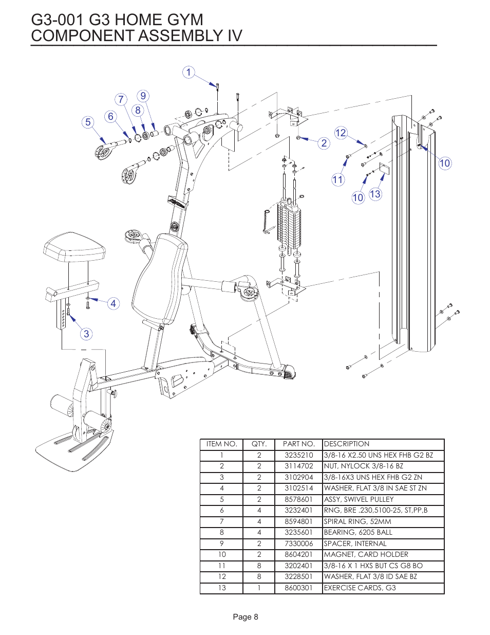 Component assembly iv | Life Fitness G3-001 User Manual | Page 8 / 19