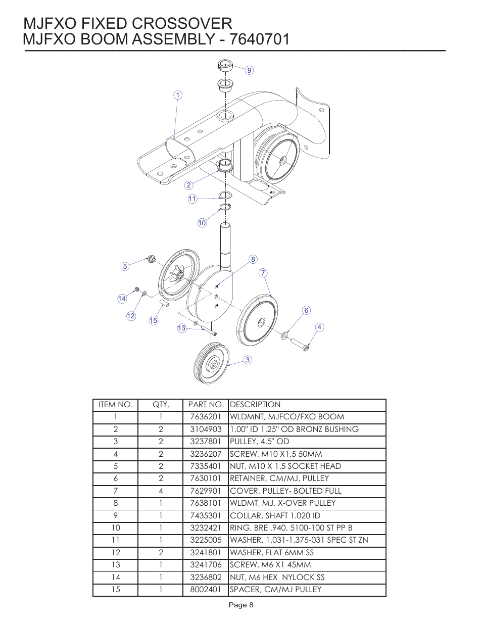 Mjfxo fixed crossover | Life Fitness Cable Motion Series MJFXO User Manual | Page 8 / 11