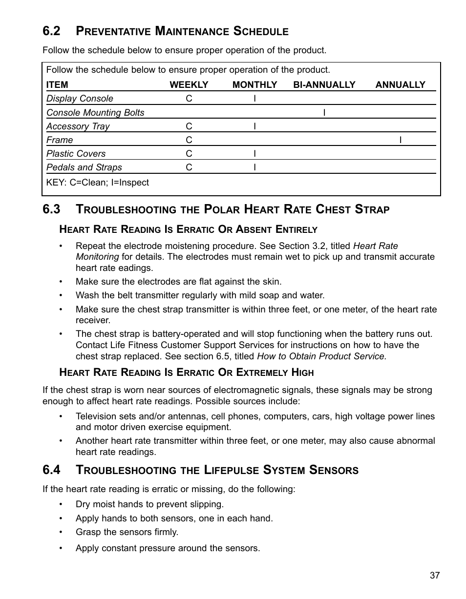 Life Fitness 95CI User Manual | Page 38 / 41