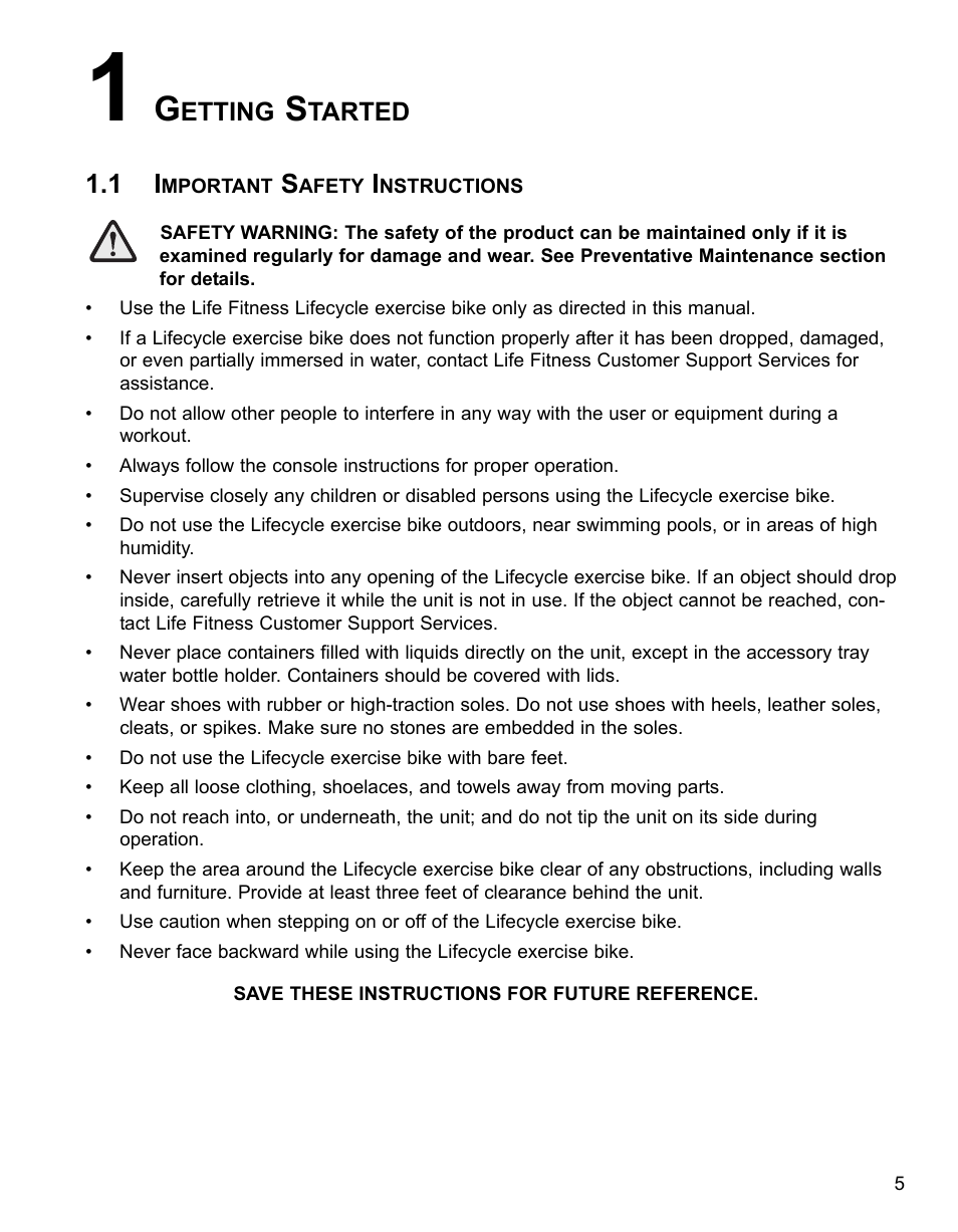 Etting, Tarted | Life Fitness 95CI User Manual | Page 6 / 41