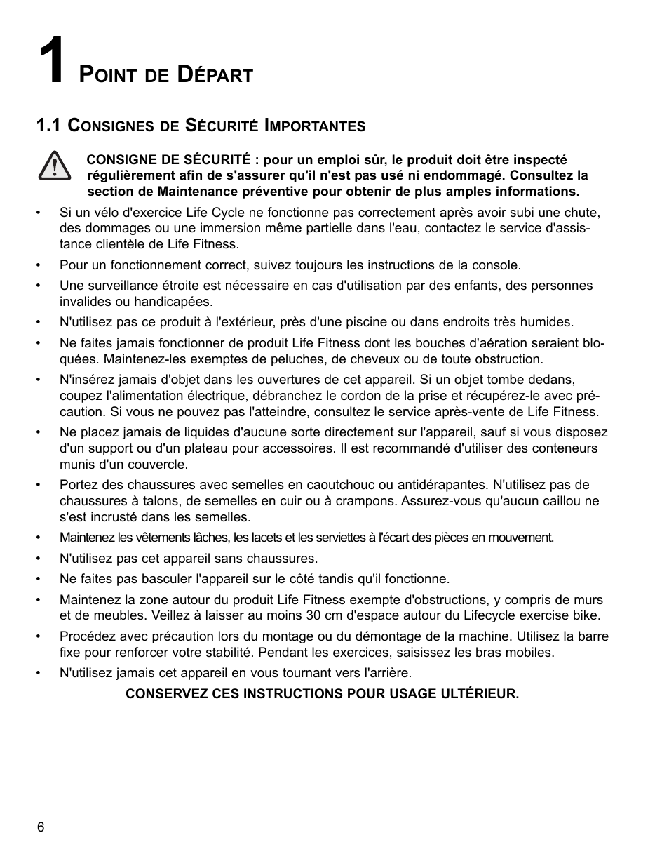 Oint de, Épart | Life Fitness 95CI User Manual | Page 7 / 41