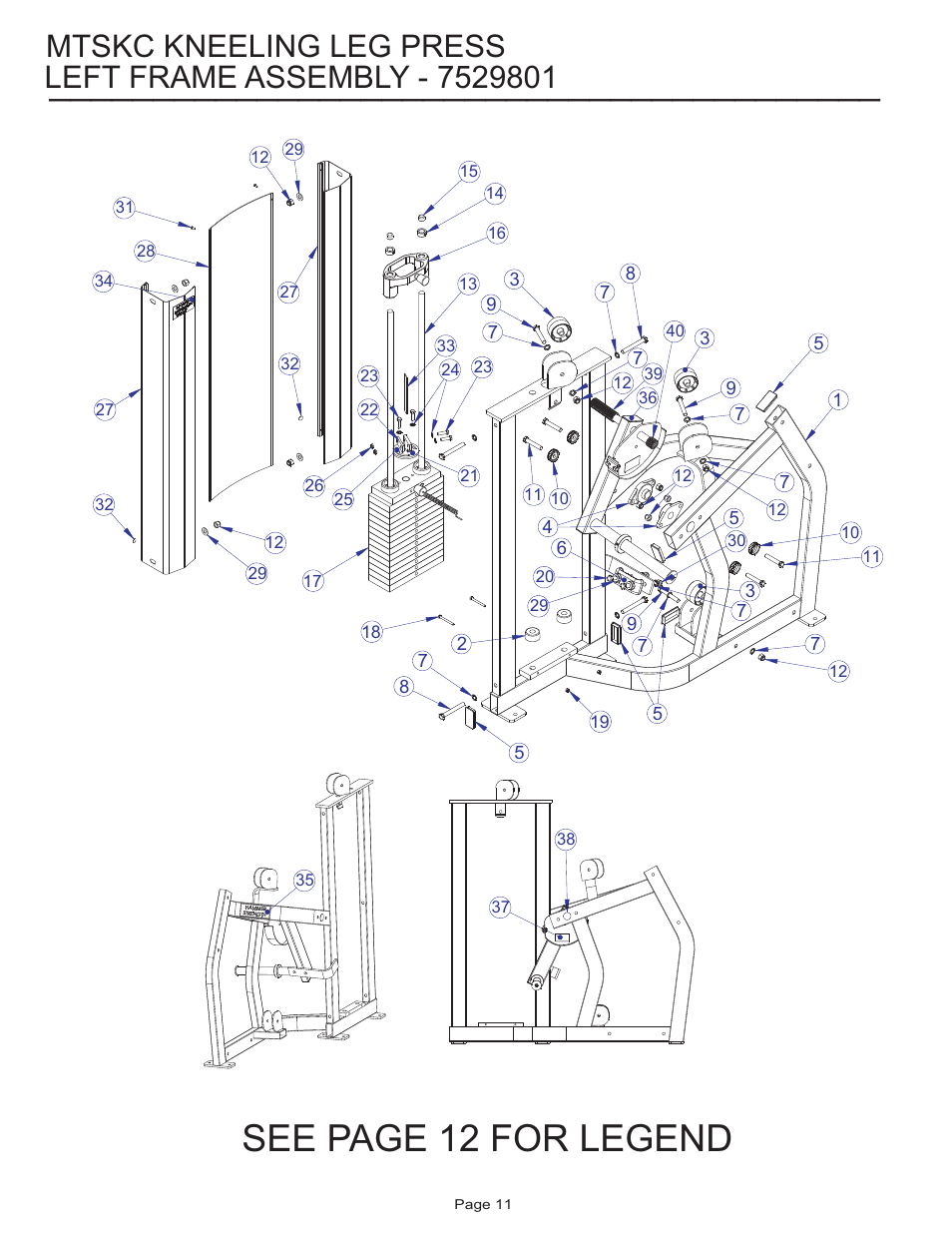 See page 12 for legend, Mtskc kneeling leg press | Life Fitness MTSKC User Manual | Page 11 / 16