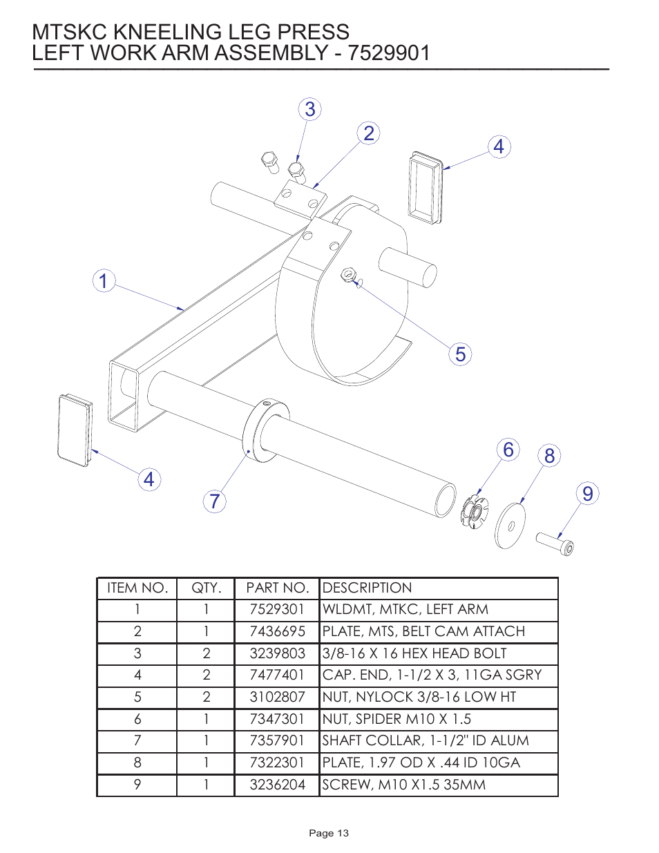 Mtskc kneeling leg press | Life Fitness MTSKC User Manual | Page 13 / 16