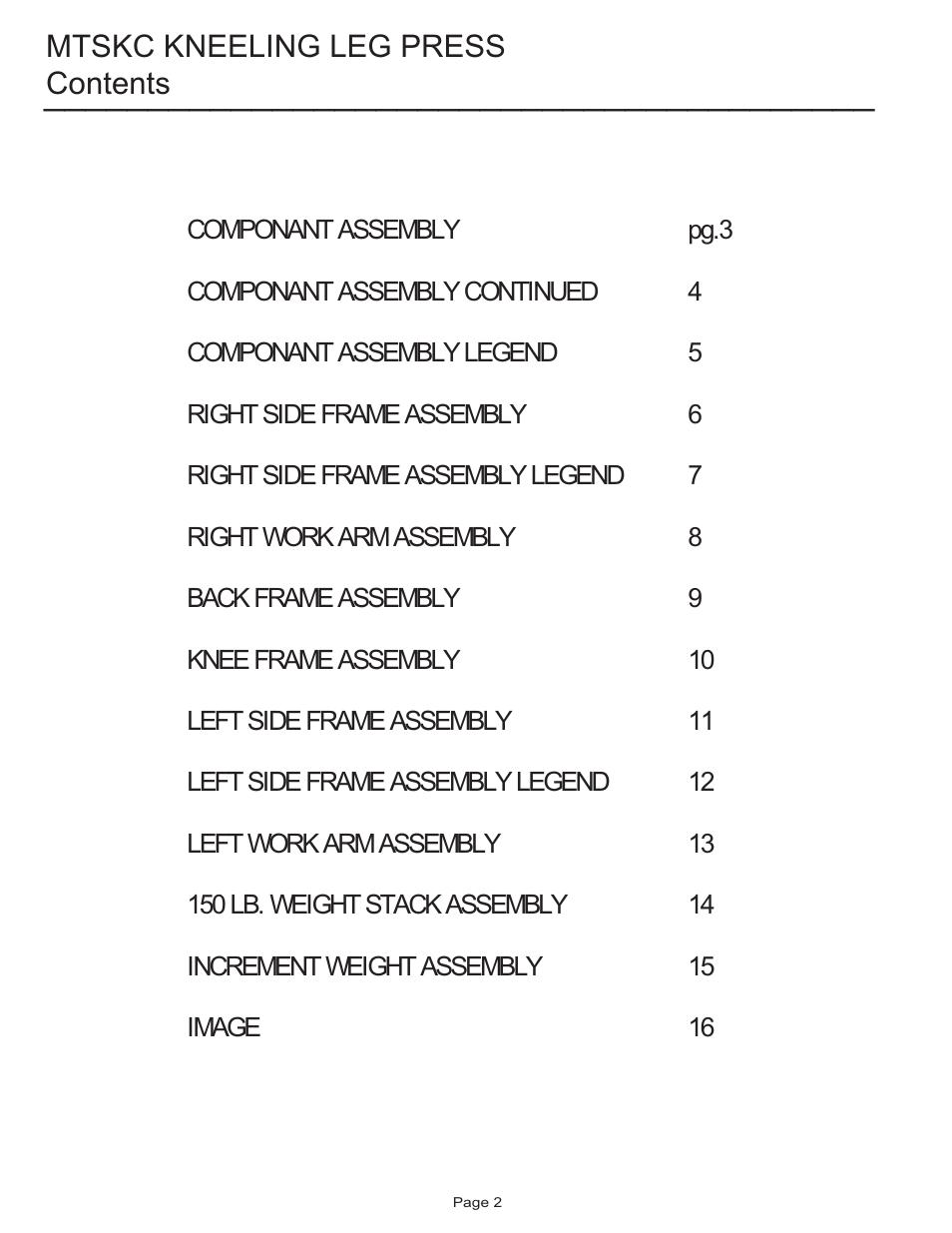 Life Fitness MTSKC User Manual | Page 2 / 16