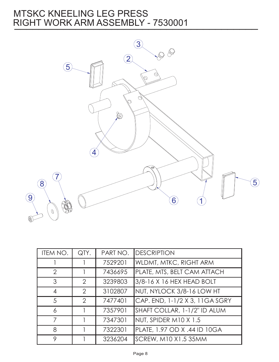 Mtskc kneeling leg press | Life Fitness MTSKC User Manual | Page 8 / 16