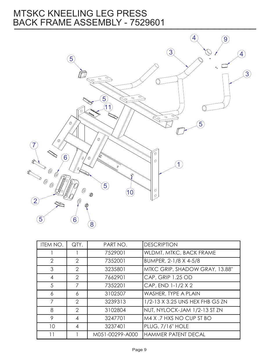 Mtskc kneeling leg press | Life Fitness MTSKC User Manual | Page 9 / 16