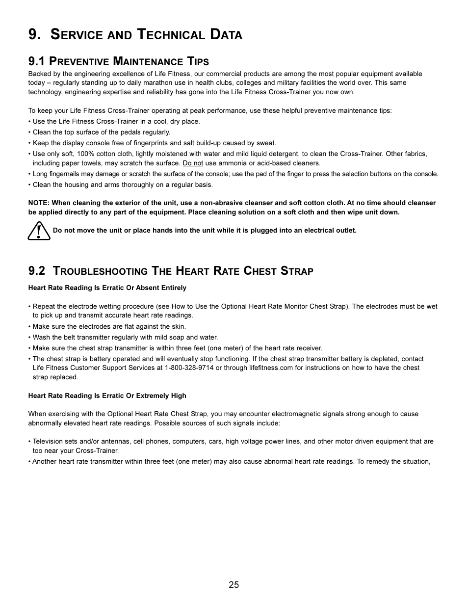 Ervice and, Echnical | Life Fitness Elliptical X5i User Manual | Page 25 / 28