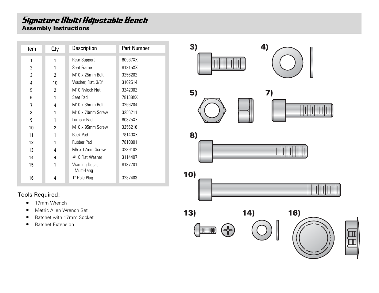 Signature multi adjustable bench | Life Fitness Multi Adjustable Bench User Manual | Page 6 / 8