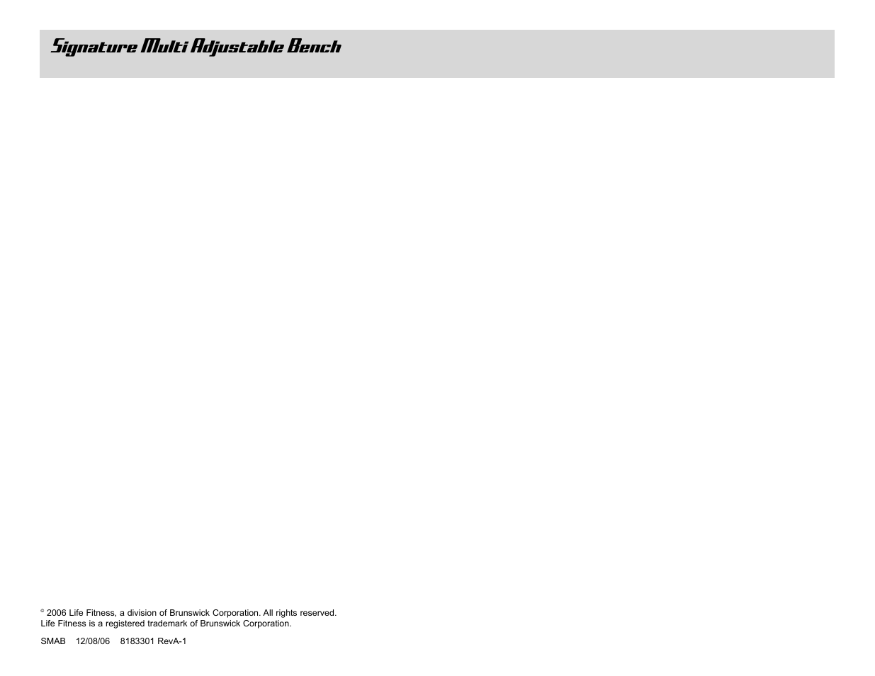 Signature multi adjustable bench | Life Fitness Multi Adjustable Bench User Manual | Page 8 / 8