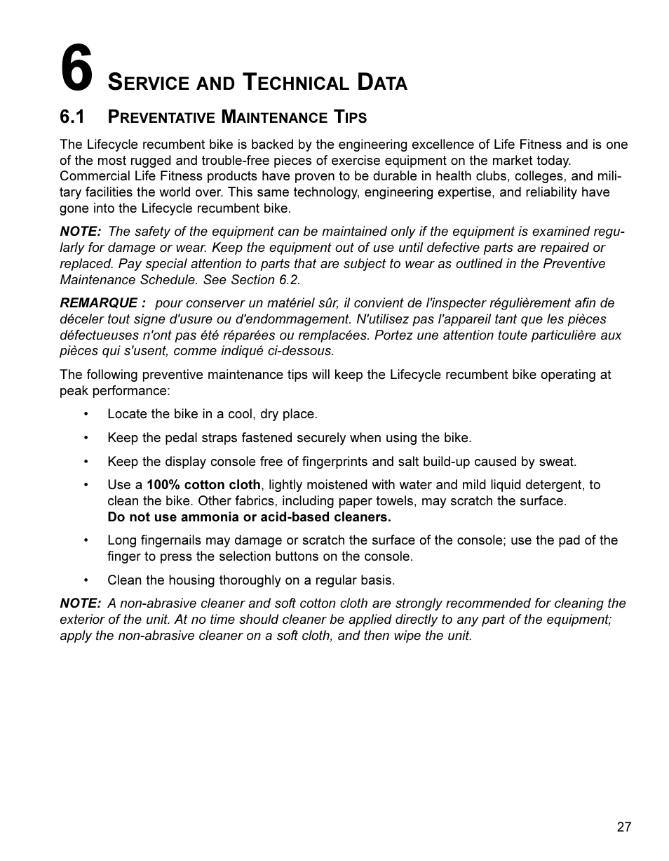 Life Fitness Lifestyle Exercise Bike LC8500 User Manual | Page 28 / 33