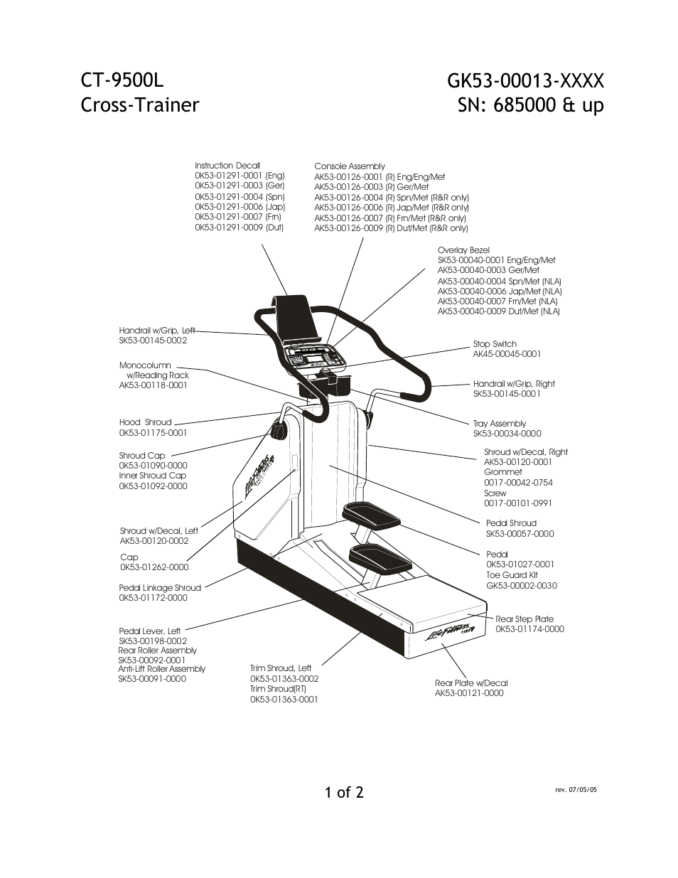 Life Fitness CT-9500L User Manual | 2 pages