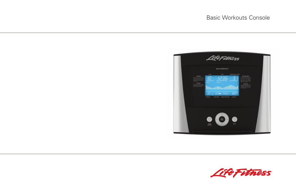 Life Fitness Basic Workouts Console FPO User Manual | 35 pages