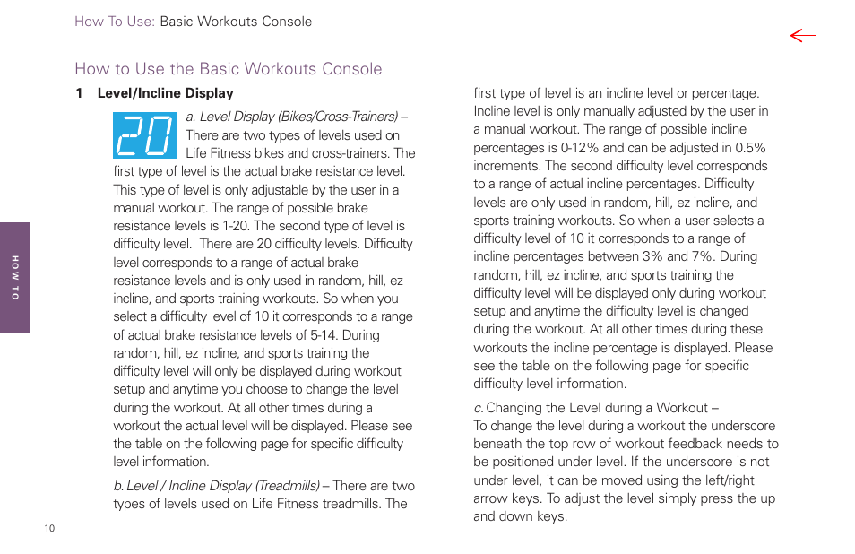 How to use the basic workouts console | Life Fitness Basic Workouts Console FPO User Manual | Page 10 / 35