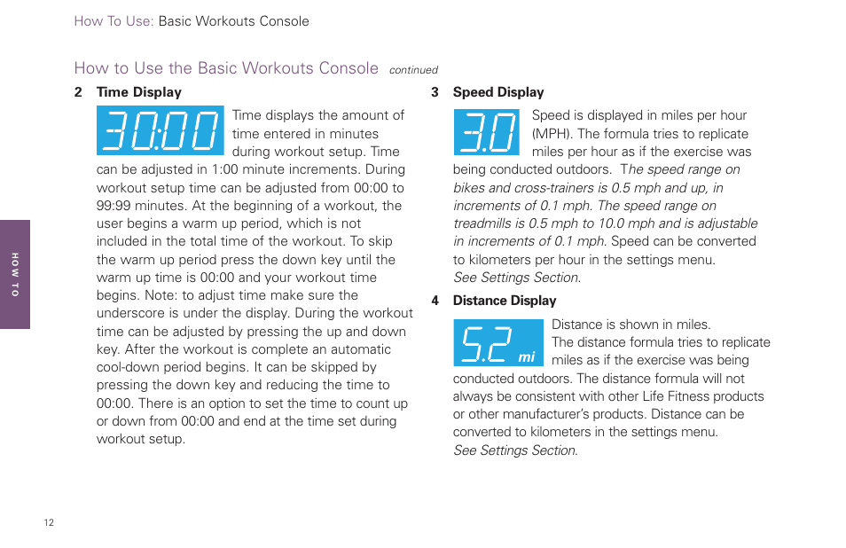 How to use the basic workouts console | Life Fitness Basic Workouts Console FPO User Manual | Page 12 / 35