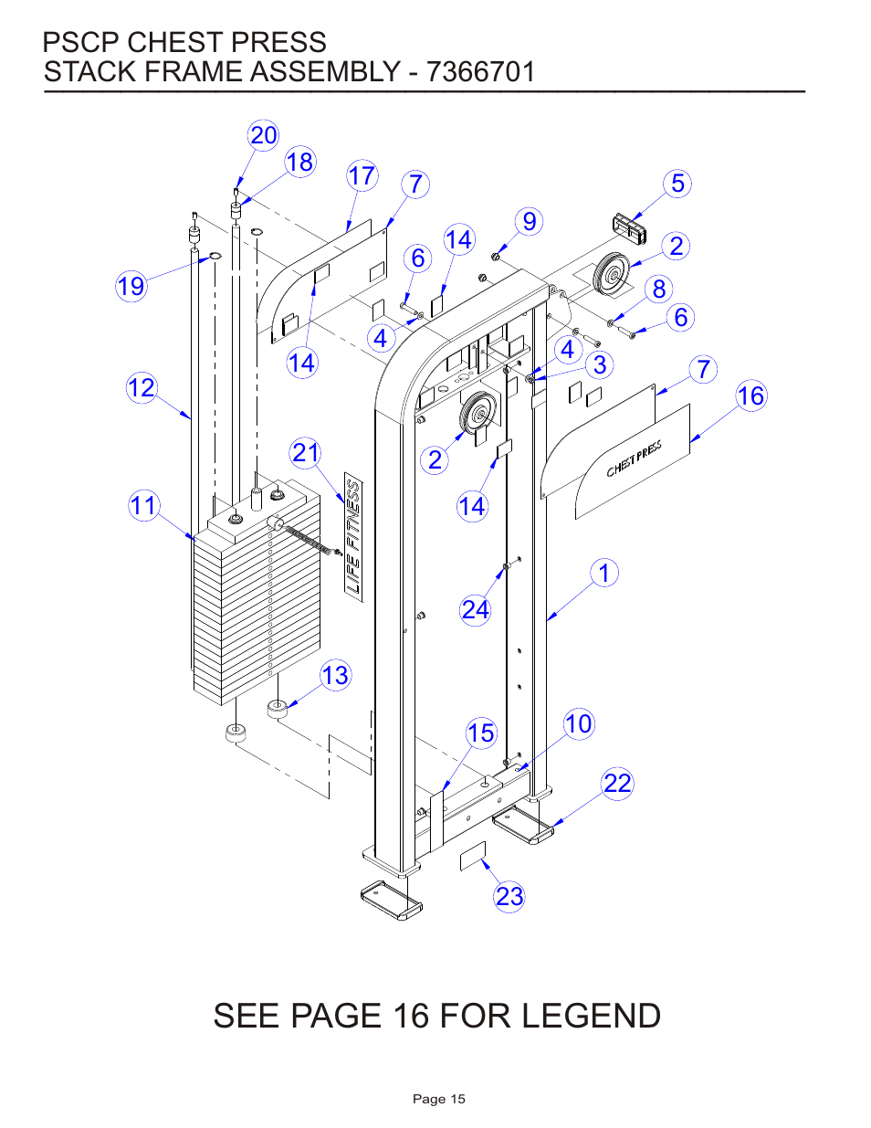 See page 16 for legend | Life Fitness Pro 2 Series PSCP User Manual | Page 15 / 19