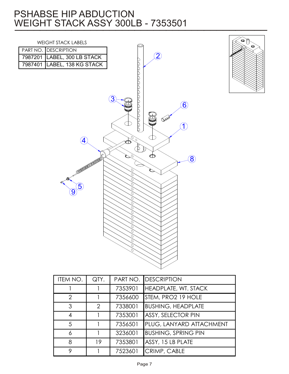 Pshabse hip abduction | Life Fitness Hip Abduction PSHABSE User Manual | Page 7 / 10