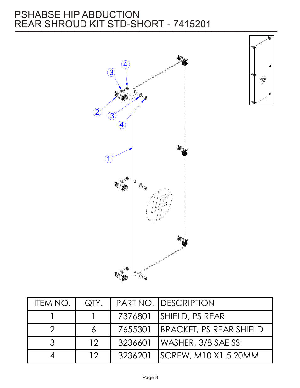 Pshabse hip abduction | Life Fitness Hip Abduction PSHABSE User Manual | Page 8 / 10