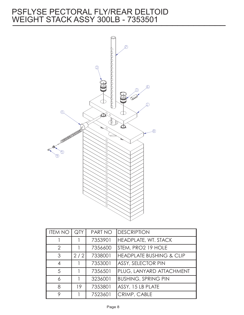 Psflyse pectoral fly/rear deltoid | Life Fitness Pro 2 Series PSFLYSE User Manual | Page 8 / 12