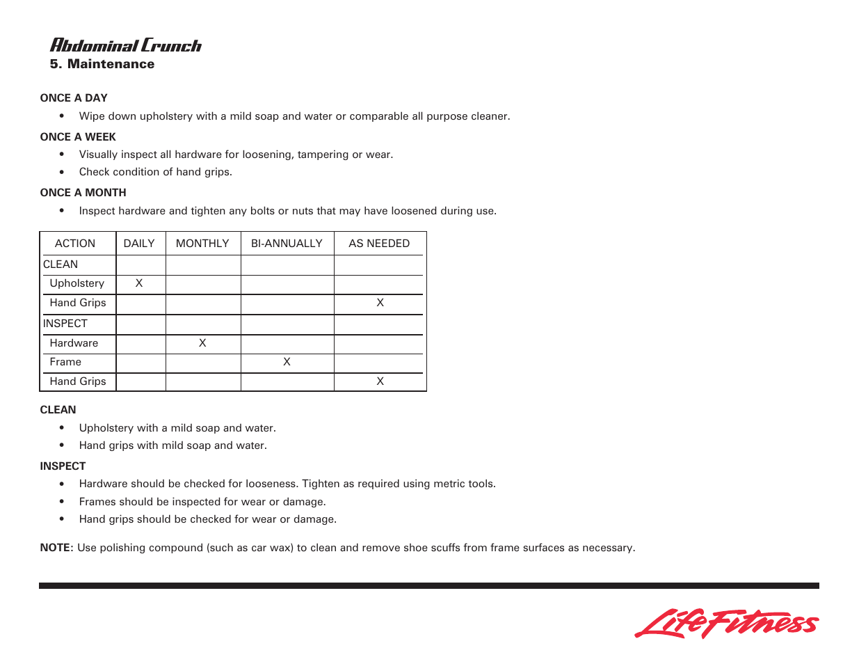 Abdominal crunch | Life Fitness Ab Crunch Bench User Manual | Page 11 / 12