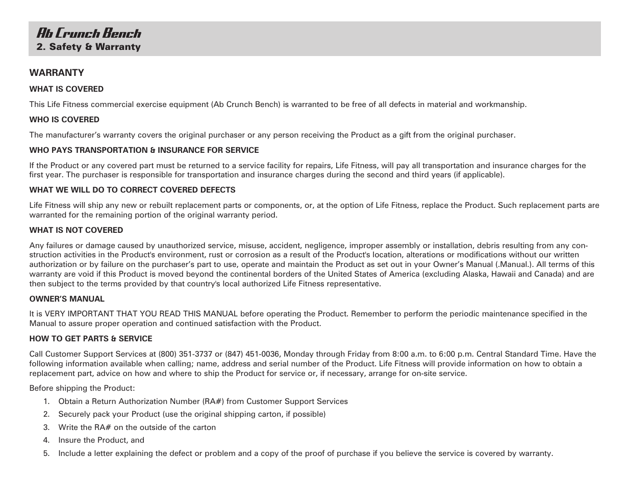 Ab crunch bench | Life Fitness Ab Crunch Bench User Manual | Page 6 / 12