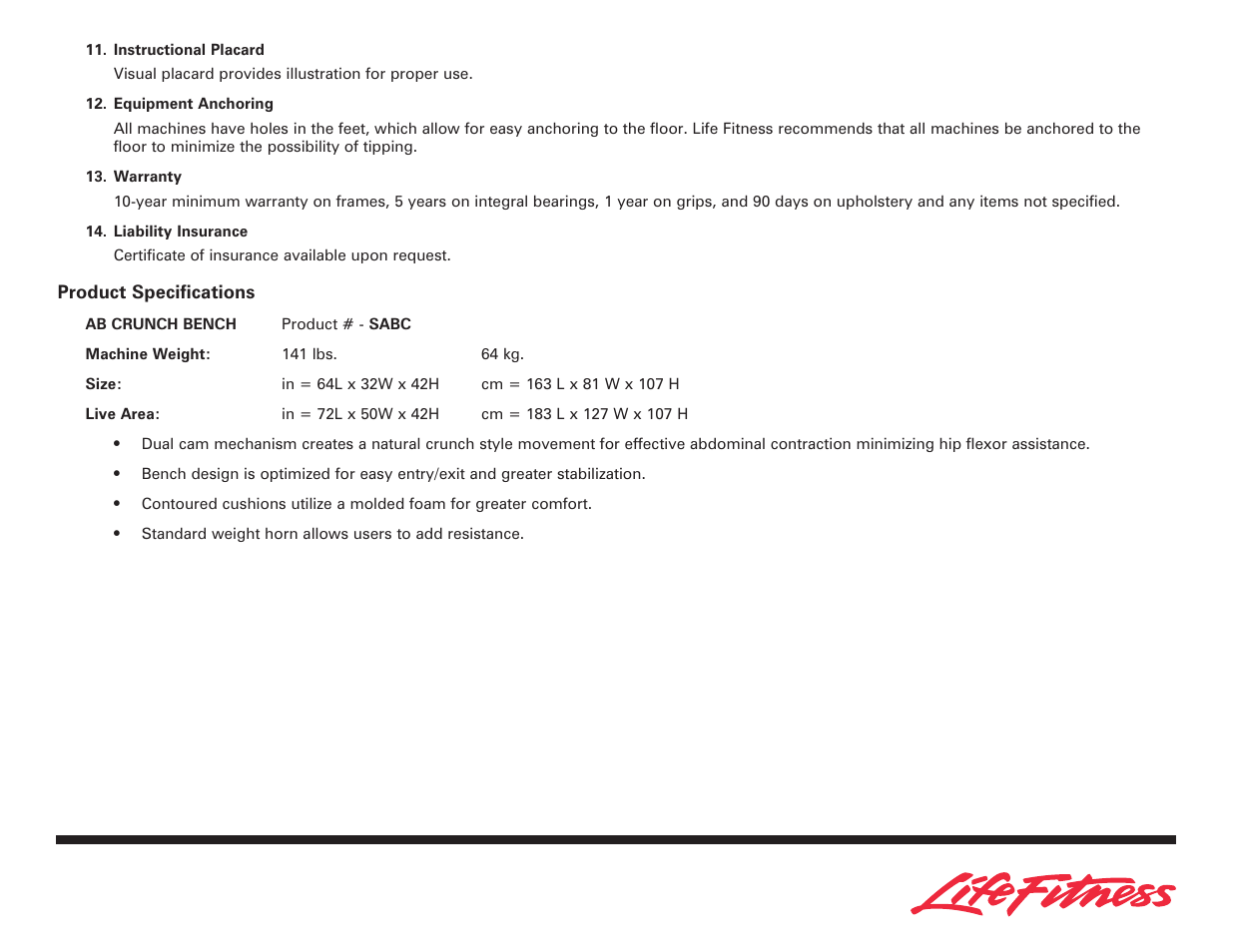 Life Fitness Ab Crunch Bench User Manual | Page 9 / 12