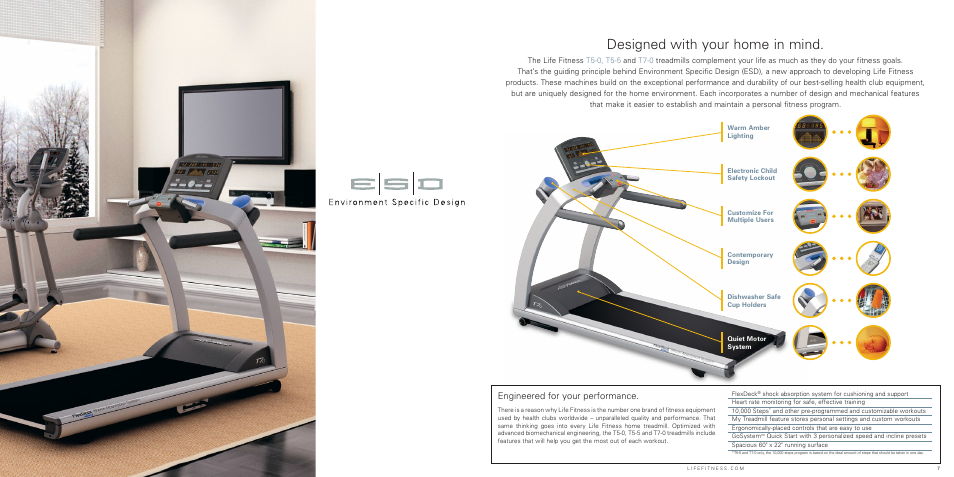 Designed with your home in mind, Engineered for your performance | Life Fitness T7 Treadmill User Manual | Page 4 / 8